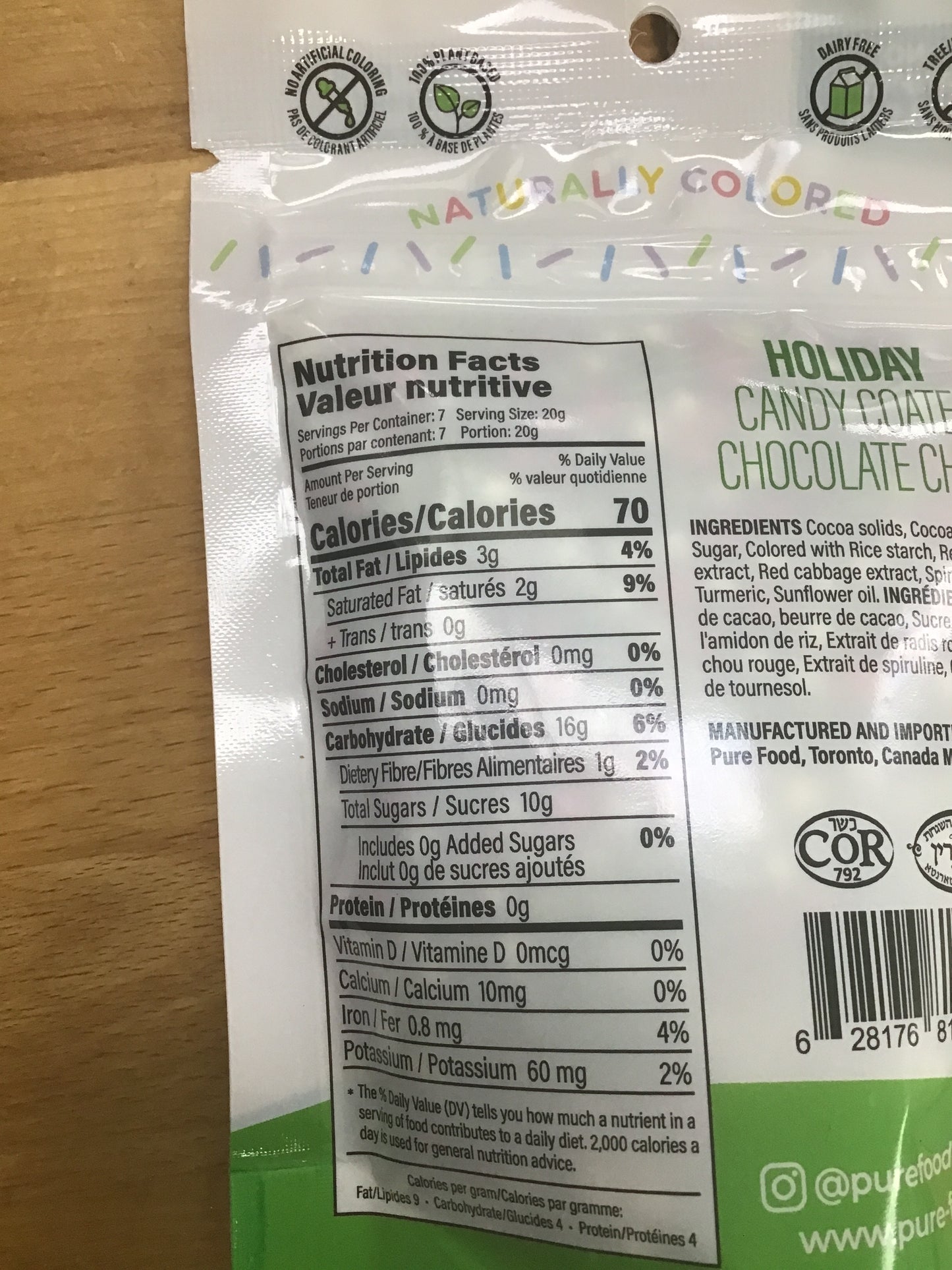 Naturally Coloured Candy Coated Holiday Chocolate Chips By Pure Food