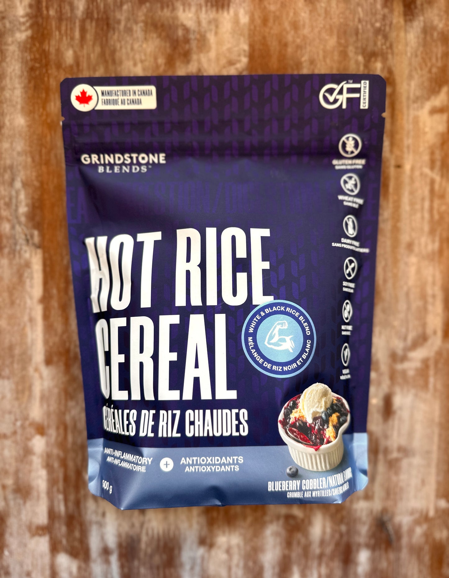 Blueberry Cobbler Hot Rice Cereal By Grindstone Blends