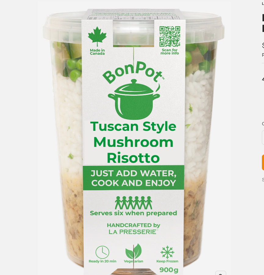 BonPot Tuscan  Style Mushroom Risotto By La Presserie (serves 6 portions)