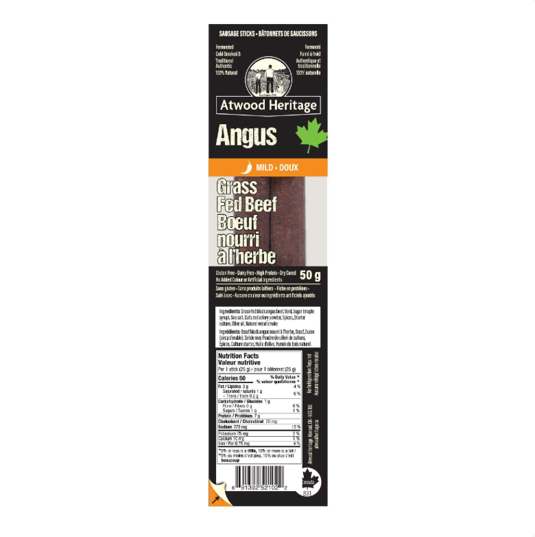 Angus Grass-Fed Beef Stick Snack By Atwood Heritage