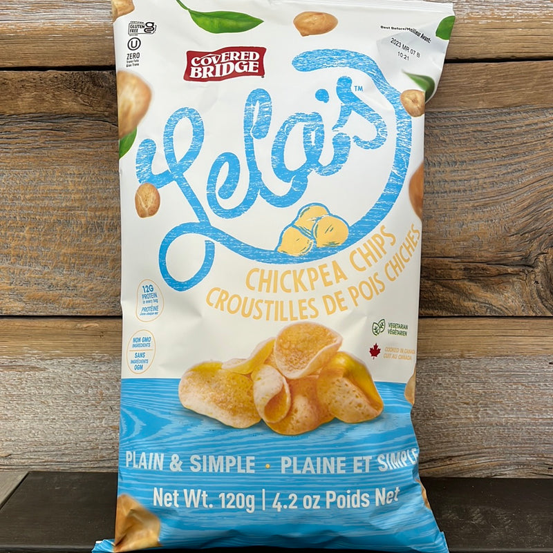 Covered Bridge Lela’s Chickpea Chips Plain and simple